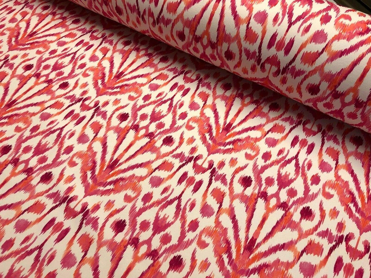 Tissu floral damassé rose Ikat géométrique cachemire en coton pour rideaux, coussins, décoration d'intérieur, 140 cm de large (2 mètres)