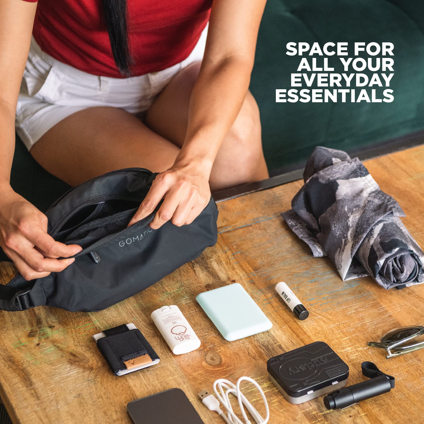 Gomatic Bolsa Bandolera Plegable Navigator 3L – Riñonera Unisex, Compacta y Resistente al Agua, Ideal para el Día a Día, Viajes, Senderismo – Bolsa Crossbody con Múltiples Bolsillos – Negra