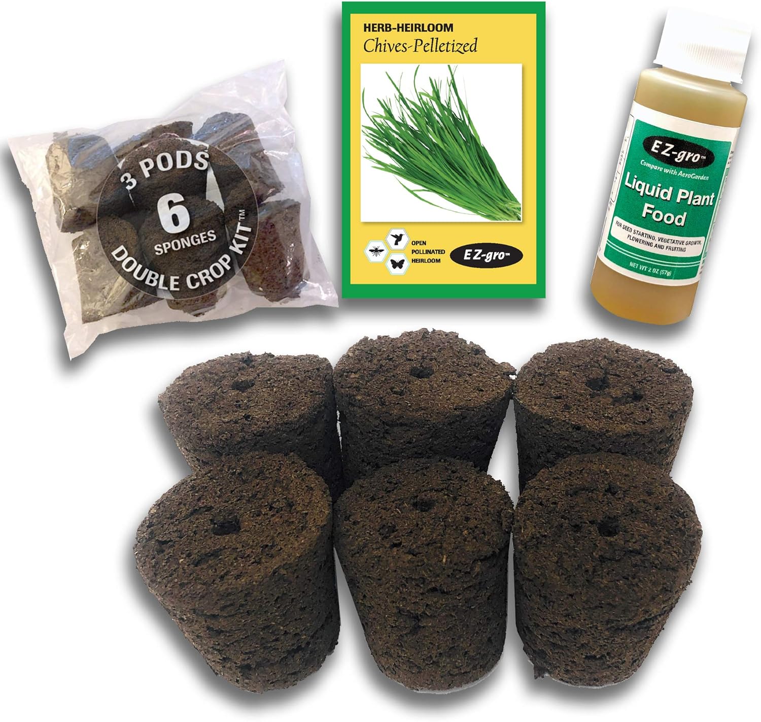 Hydrohort Chives Seed Pod Kit is Compatible with Click and Grow Smart Garden | Double The Sponges & Double The Seed for 2 Crops | Pelletized Seed Compatible with Click and Grow Pods
