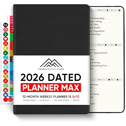 Dated, 2026 Planner, 8.5" x 11" - The Productivity Planner to Achieve Your 2026 Goals - Planner 2026-2027 by PRODUCTIVITY STORE (A4, BLACK)