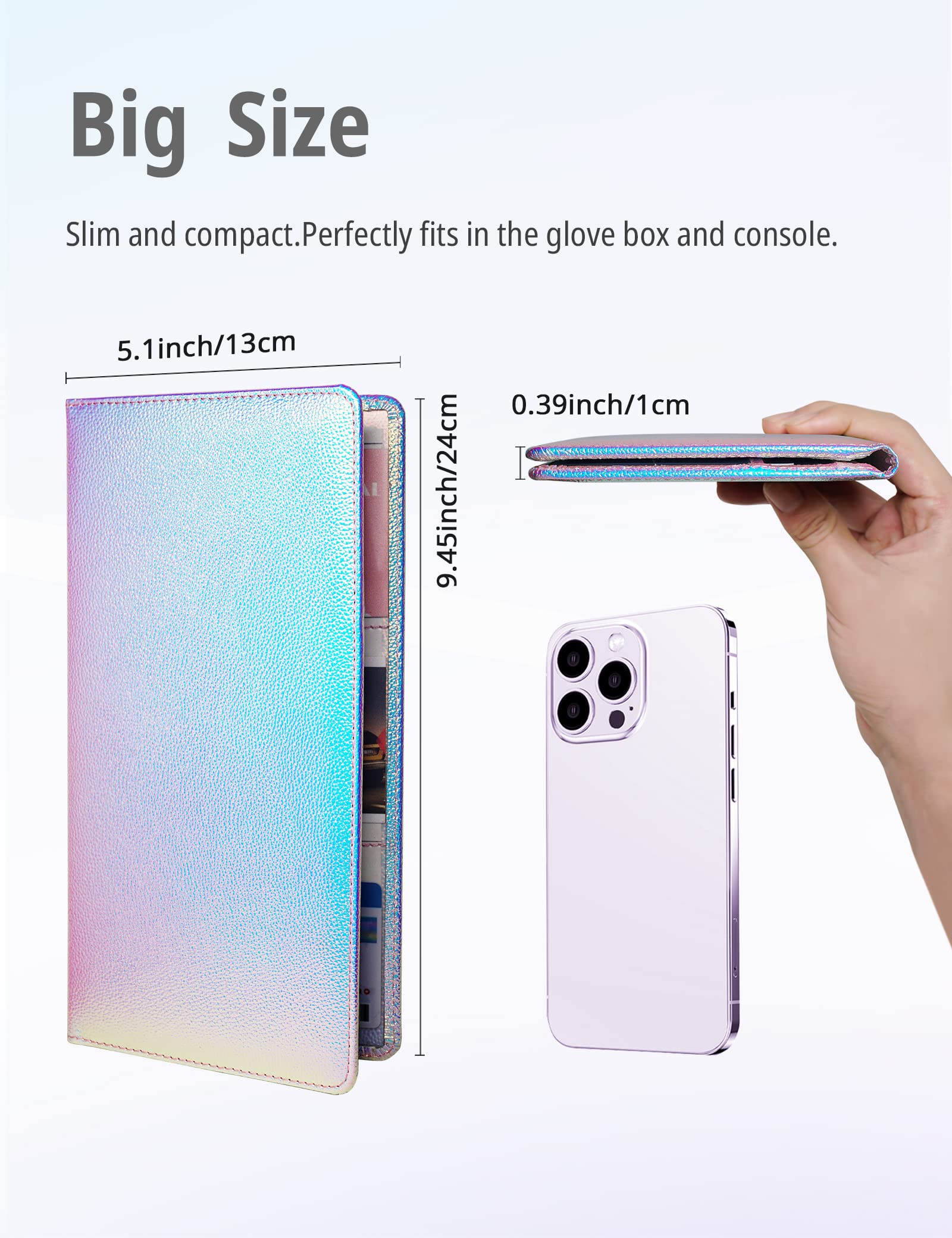 Mymazn Car Registration and Insurance Holder PU Leather Glove Box Car Organizer with Magnetic Closure Car Document Holder — view 4