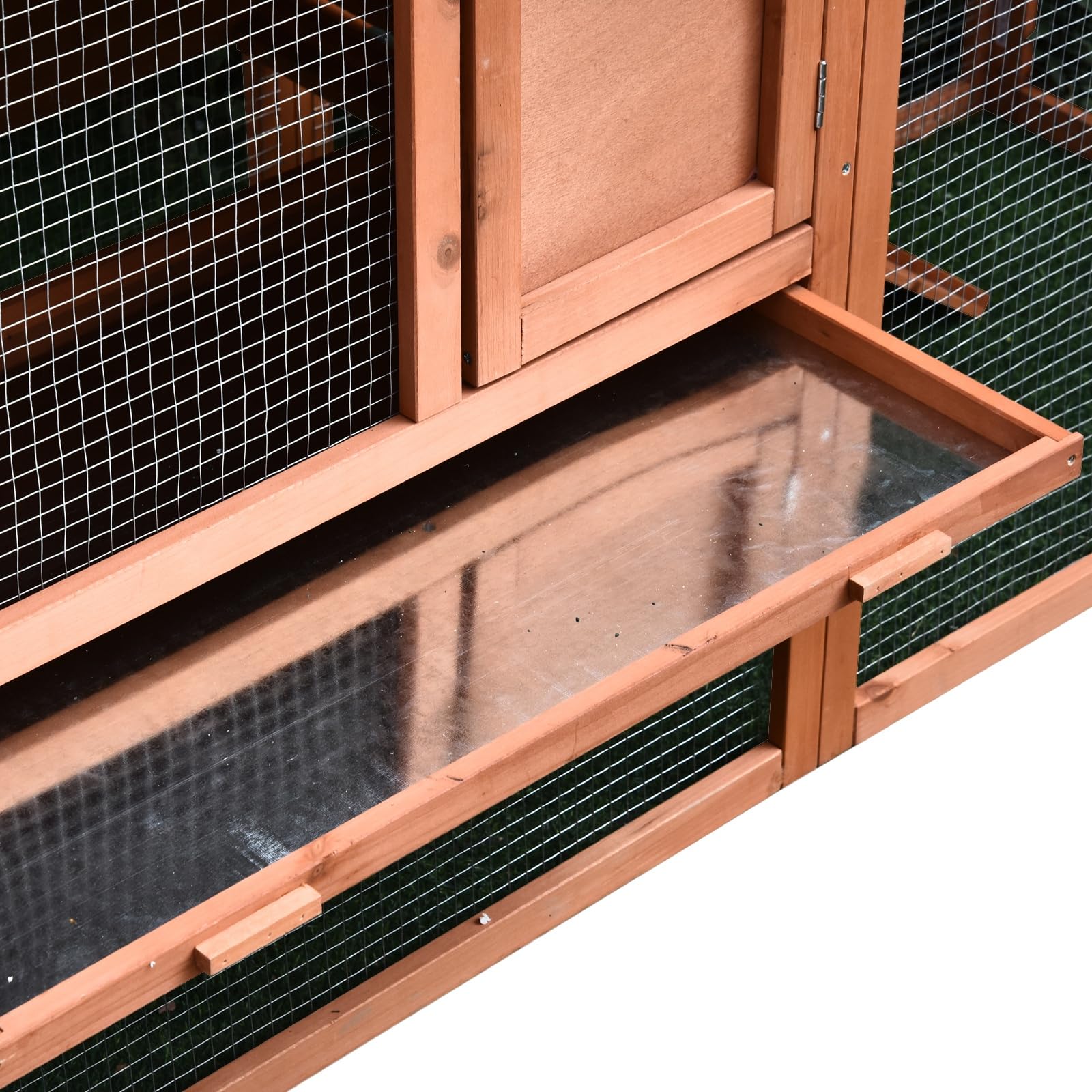 PawHut Conejera de Exterior Hecha de Madera Jaula para Conejos Dos Niveles con Techo Puerta y Ventana Bandeja Extraíble y Lavable Alta Comodidad Gran Espacio 144x64.5x100cm
