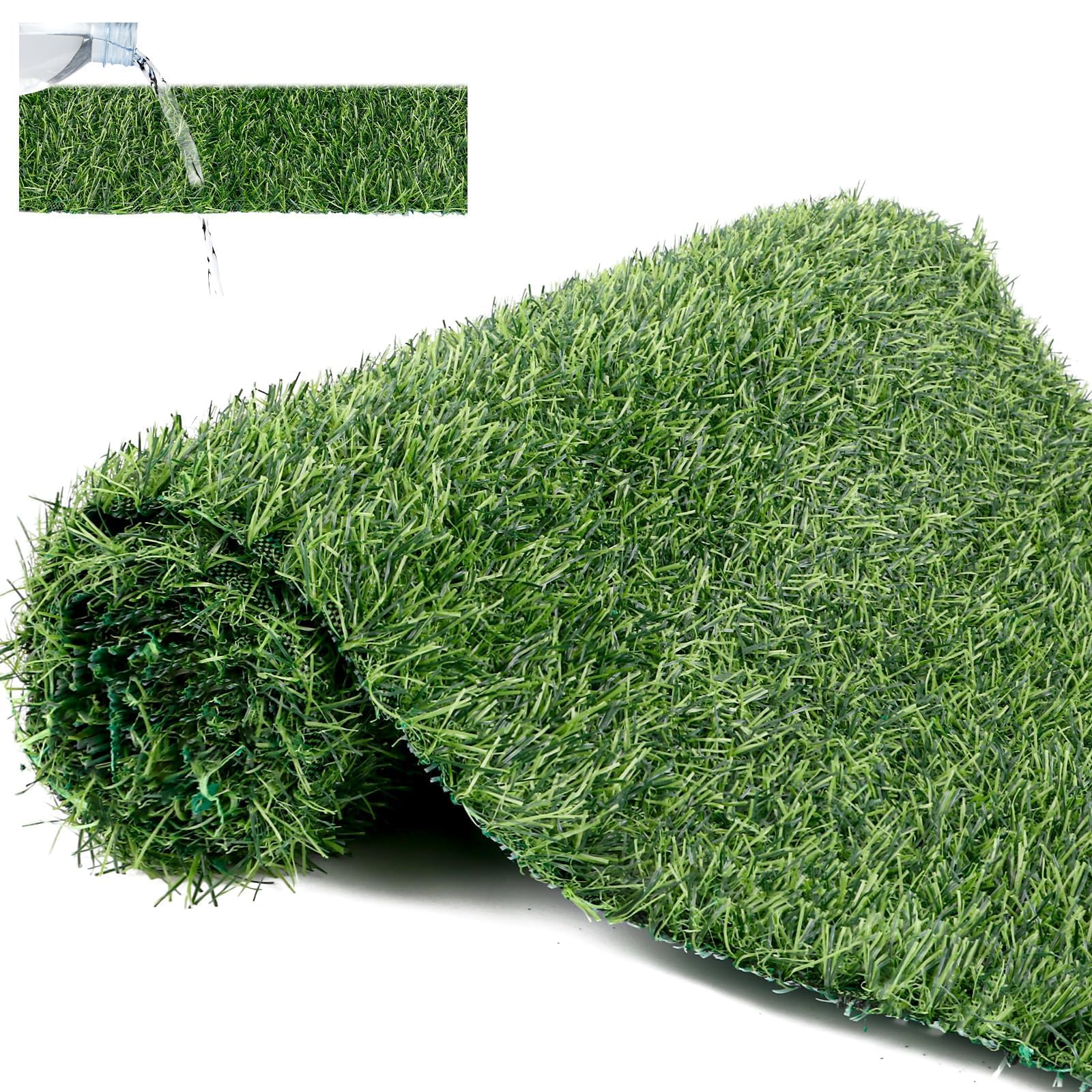 Lot de 2 Rouleau Faux Gazon 35x120 cm, Pelouse Synthétique Extérieur avec Herbe de 2 cm, Gazon Artificiel Antidérapant pour Balcon, Terrasse et Décoration
