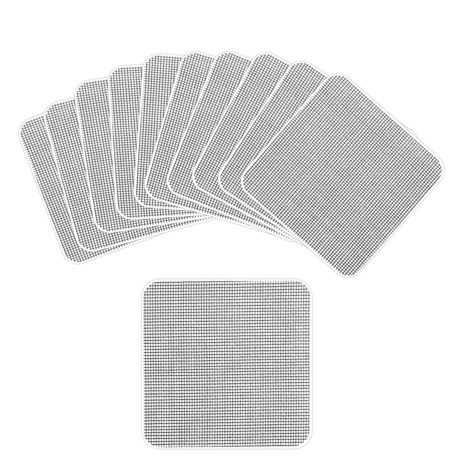 10uds Cinta Adhesiva Mosquitera, 10x10cm Autoadhesivo Cinta Malla Reparación Cinta para Reparar Mosquiteras para Reparar las Redes de las Tiendas de Campaña de las Ventanas de las Pantallas