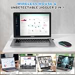 LED Wireless Mouse - Bluetooth Computer Mice with Jiggler Mice Mover, RGB, Rechargeable, Slim, Optical Portable 2 Mode Bluetooth & 2.4G USB C Laptop Mouse for MacBook Air/Pro PC Mac iPad - Black