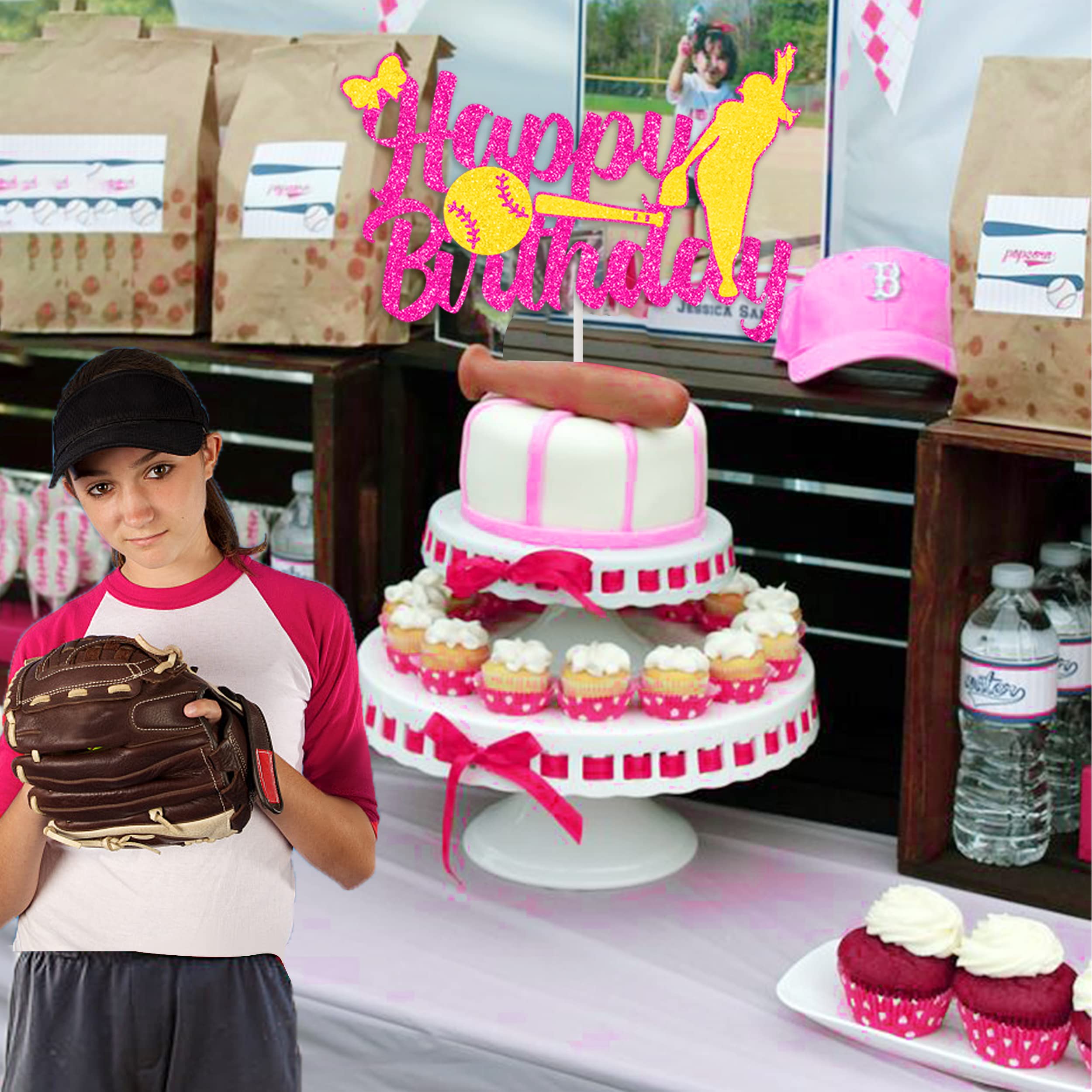 200 Stück Softball Konfetti – Gelb & Rosa, Für Mottoparty, Baby Shower, Sport-Deko, 4 Designs