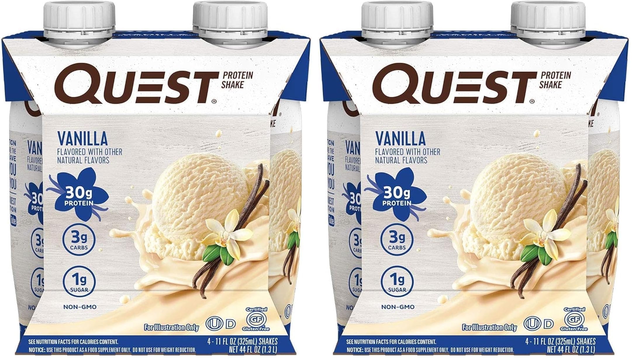 Quest Shake proteico pronto para beber, sabor baunilha, 30 g de proteína, 8 unidades