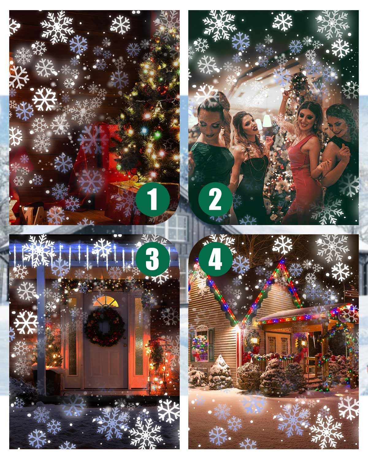 Weihnachtsprojektor, Schneeflocke, LED-Projektor, für den Außenbereich, wetterfeste Fernbedienung, Weihnachtsfeier Dekoration