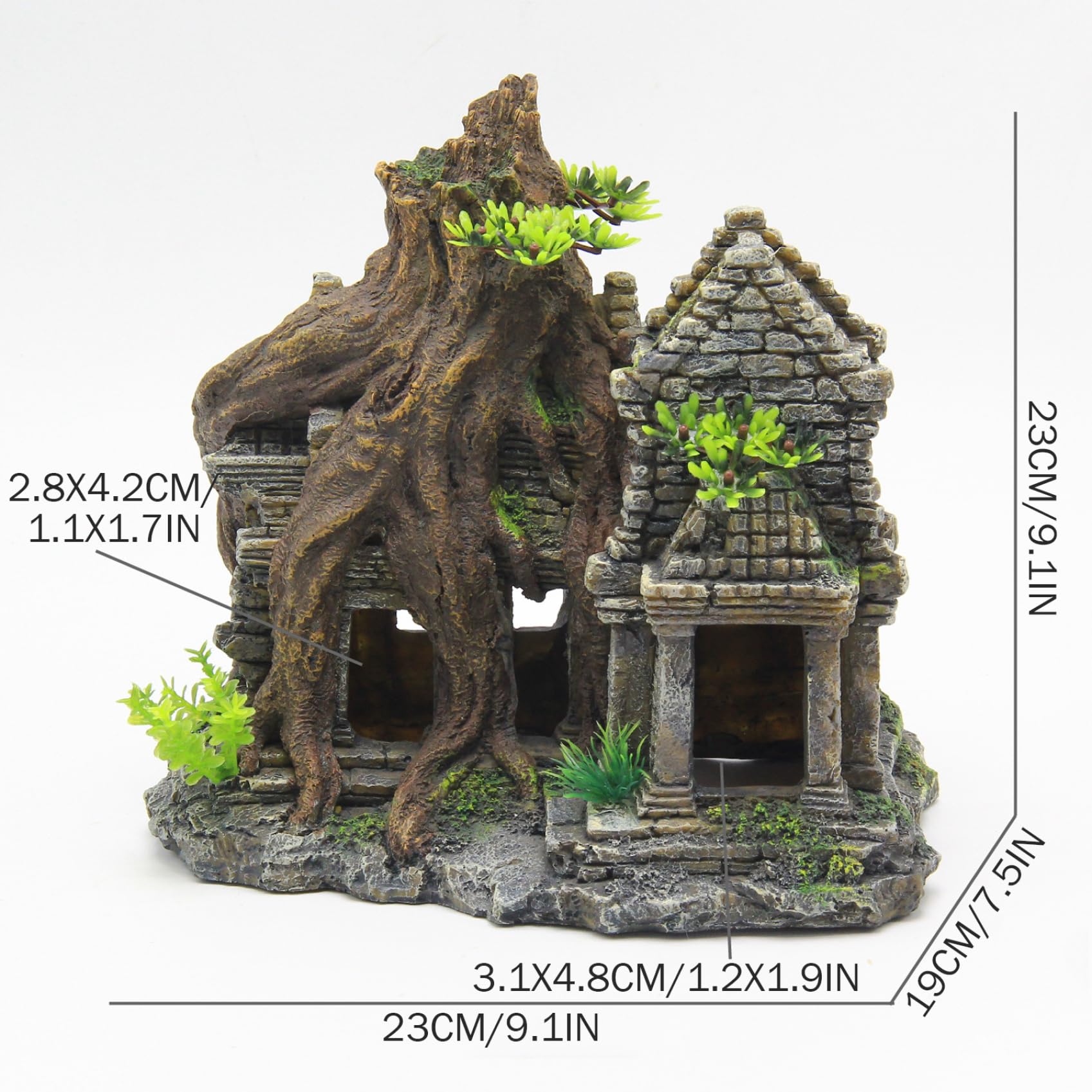 Decorazione per acquario di grandi dimensioni, ornamento realistico per acquario con castello ad arbusto con grotta, decorazioni in resina dipinte a mano per nascondere e giocare i gamberetti Betta