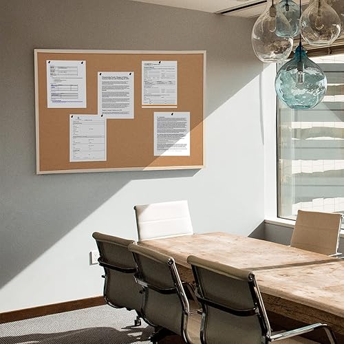 Miniatura 8 de Tableros de corcho de 24 x 36 pulgadas para paredes con marco de madera, 1 paquete, tablero de oficina de doble cara para organizador de pared,