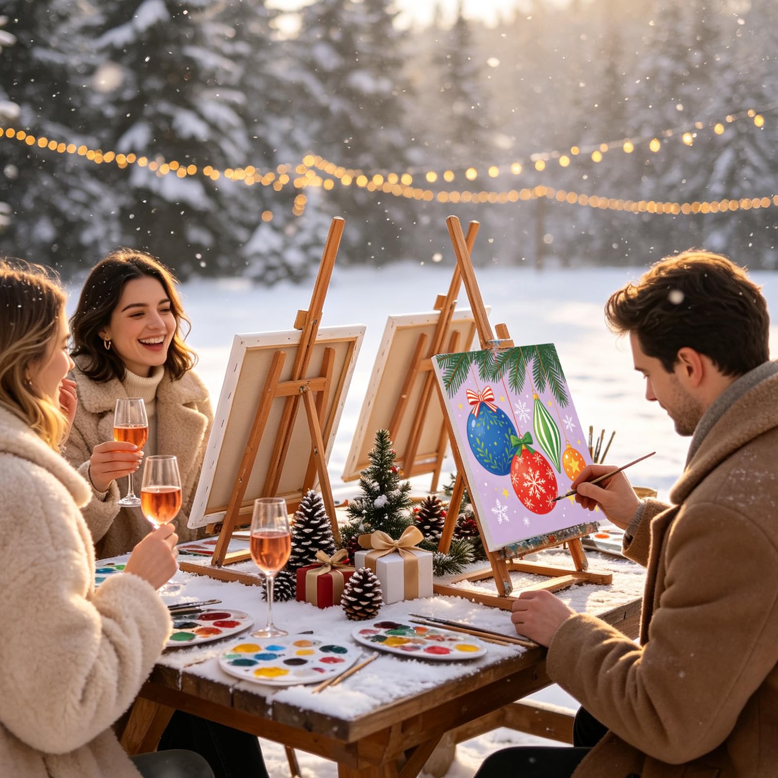 MAYJOYDIY 12 lienzos predibujados de personajes de Navidad para pintar