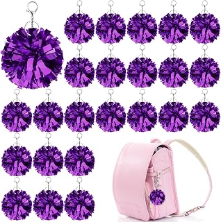 24 Pcs Cheer Pom Pom Keychain Cheerleader Gift Cheering Keyring Camp Team Gift