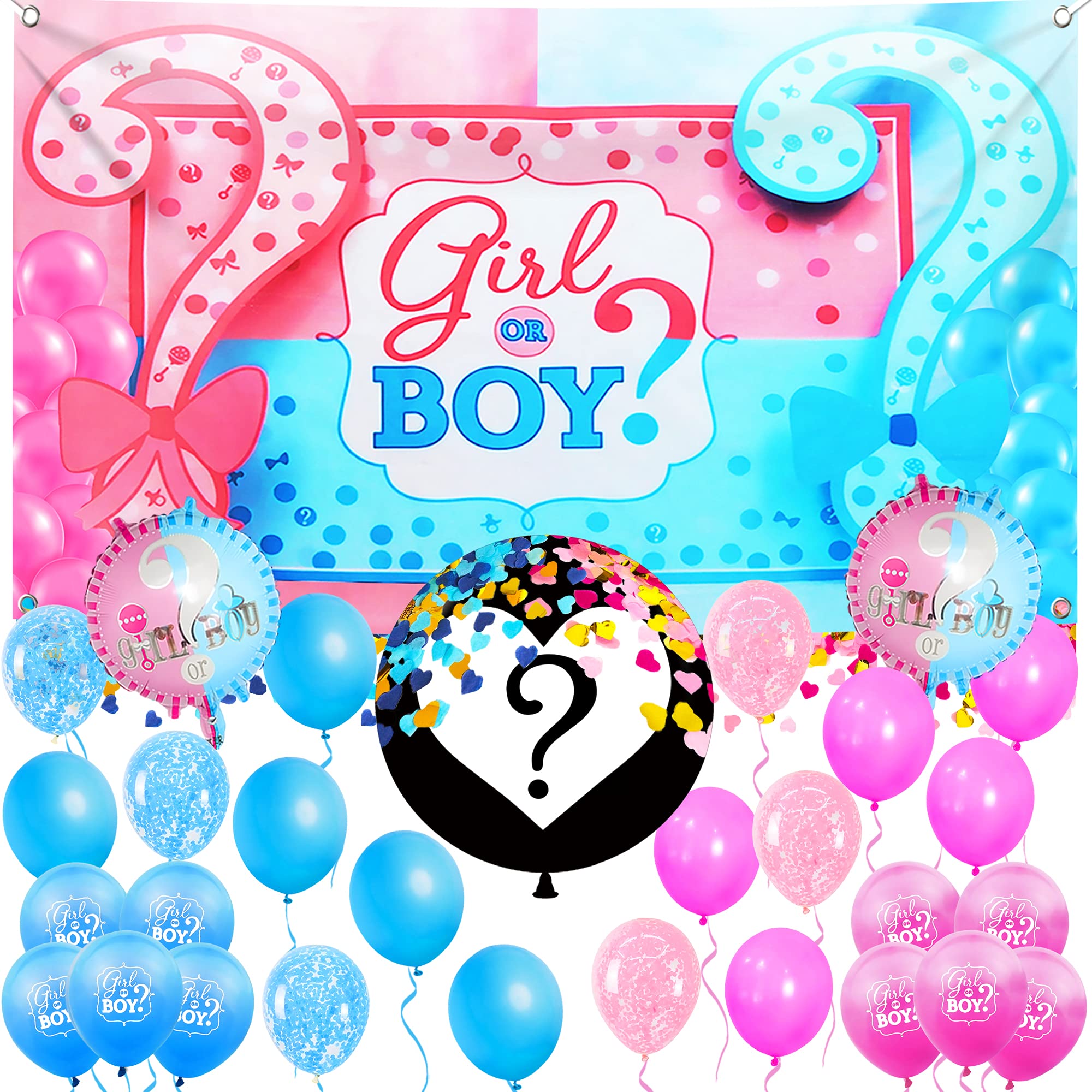 Huge Pack of 35 Gender Reveal Backdrop - 72x40 Inch | Gender Reveal Banner for Gender Reveal Party Decorations | Boy or Girl Gender Reveal Party Supplies | Pink and Blue Gender Reveal Decorations Kit