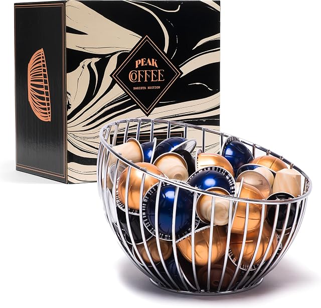 Peak Coffee Coffee Pod Holder Bowl - Compatible with K Cups, Keurig Pods, and Other Coffee Pods and Capsules - Premium Coffee Capsule Storage & Organiser