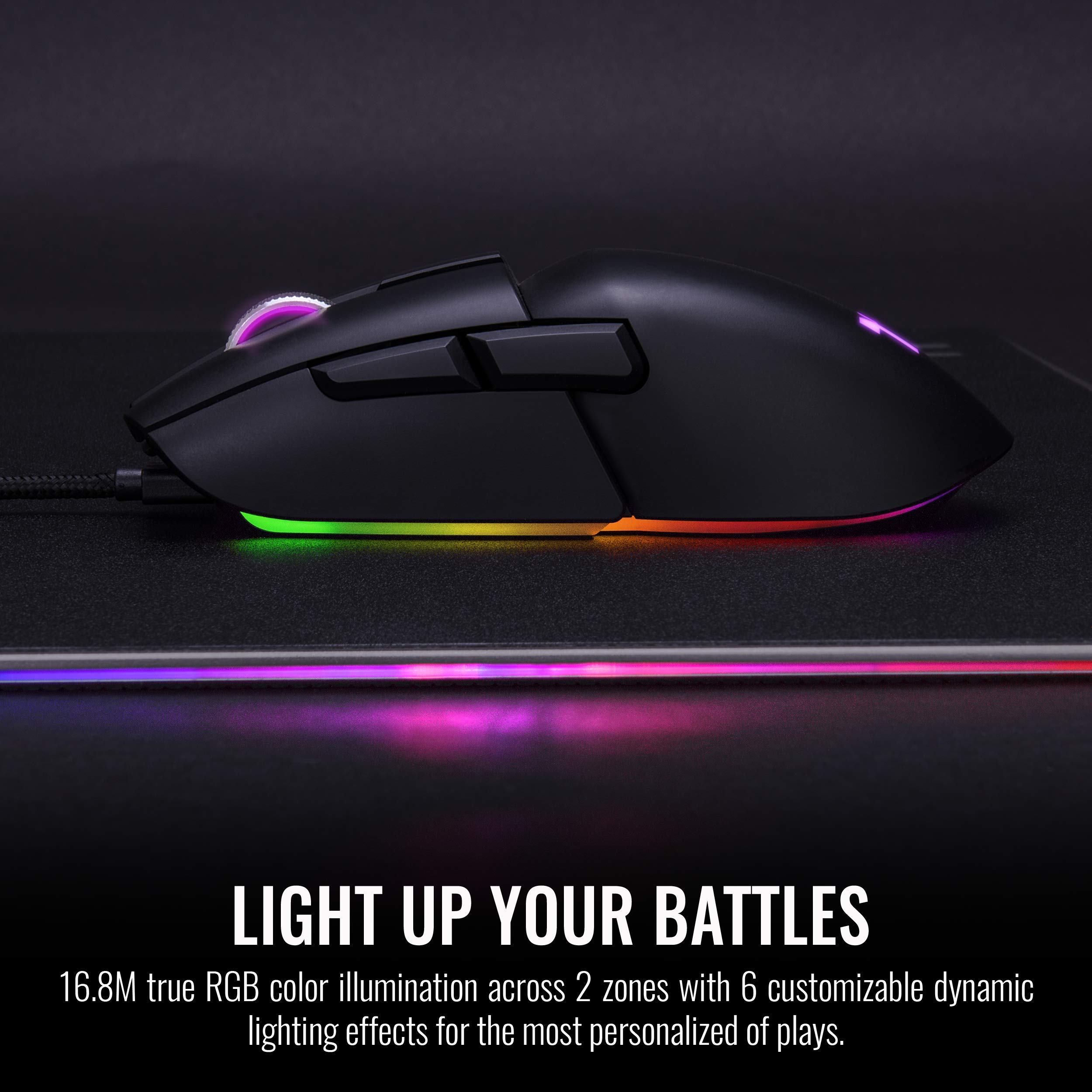 Thermaltake Argent M5 - Ratón para Juegos, Software de Color RGB de 16,8 m habilitado, 8 Efectos de iluminación dinámicos Personalizables, Sensor óptico PIXART PMW-3389, ajustes de dpi de hasta