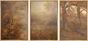 SIGNWIN Framed Canvas Print Wall Art Vintage Landscape Art with Autumn Forest Scenes Photography Modern Art Minimalist Black and White for Living Room, Bedroom, Office - 16"x24"x3 Natural