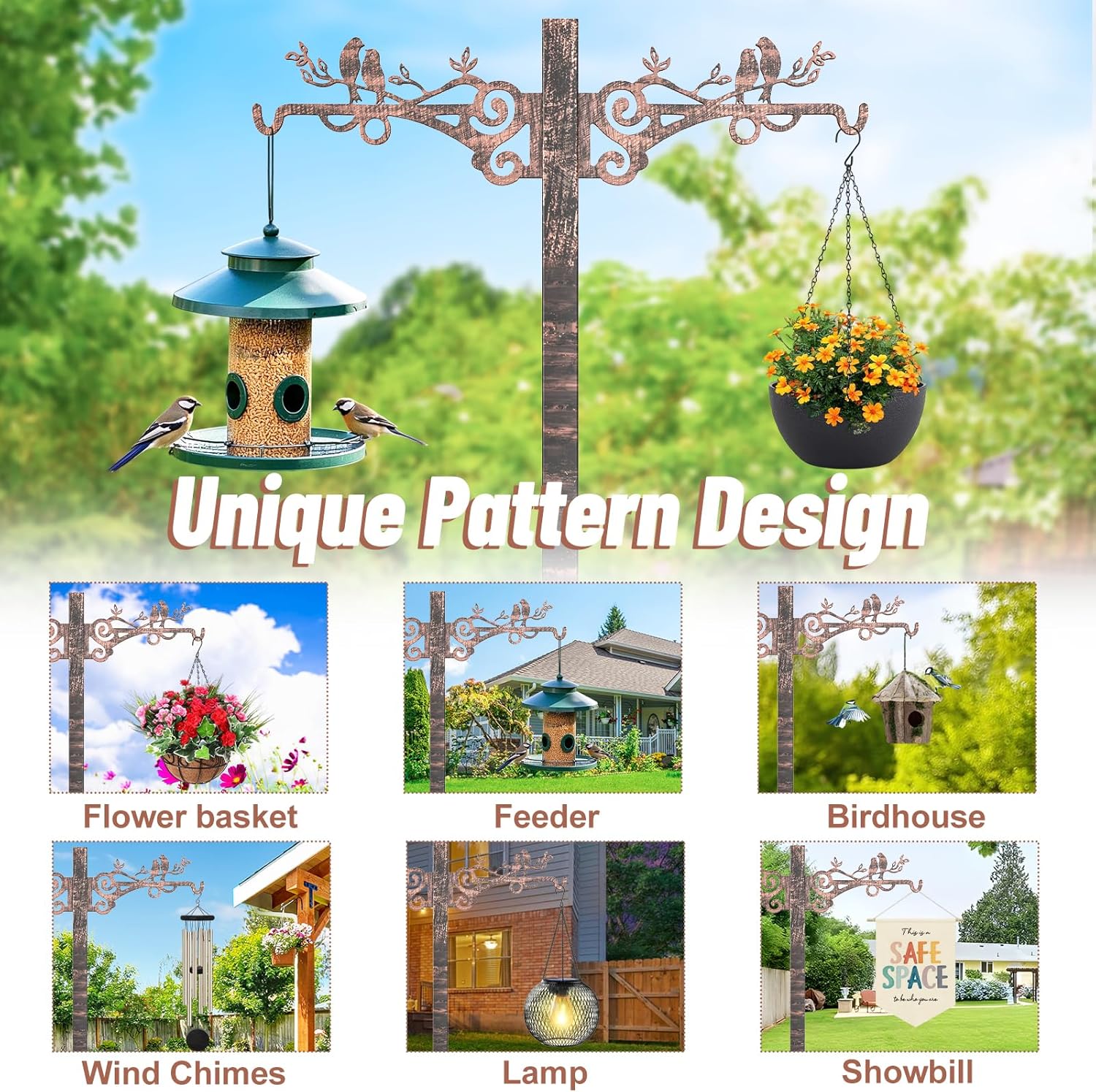 Garden Hose Holder with Shepherds Hooks,Detachable Water Hose Holder Holds 150 FT Hoses Freestanding Hose Reel with 5 Spikes Hoses Hanger Storage Stand for Outside Yard Lawn (Antique Bronze)