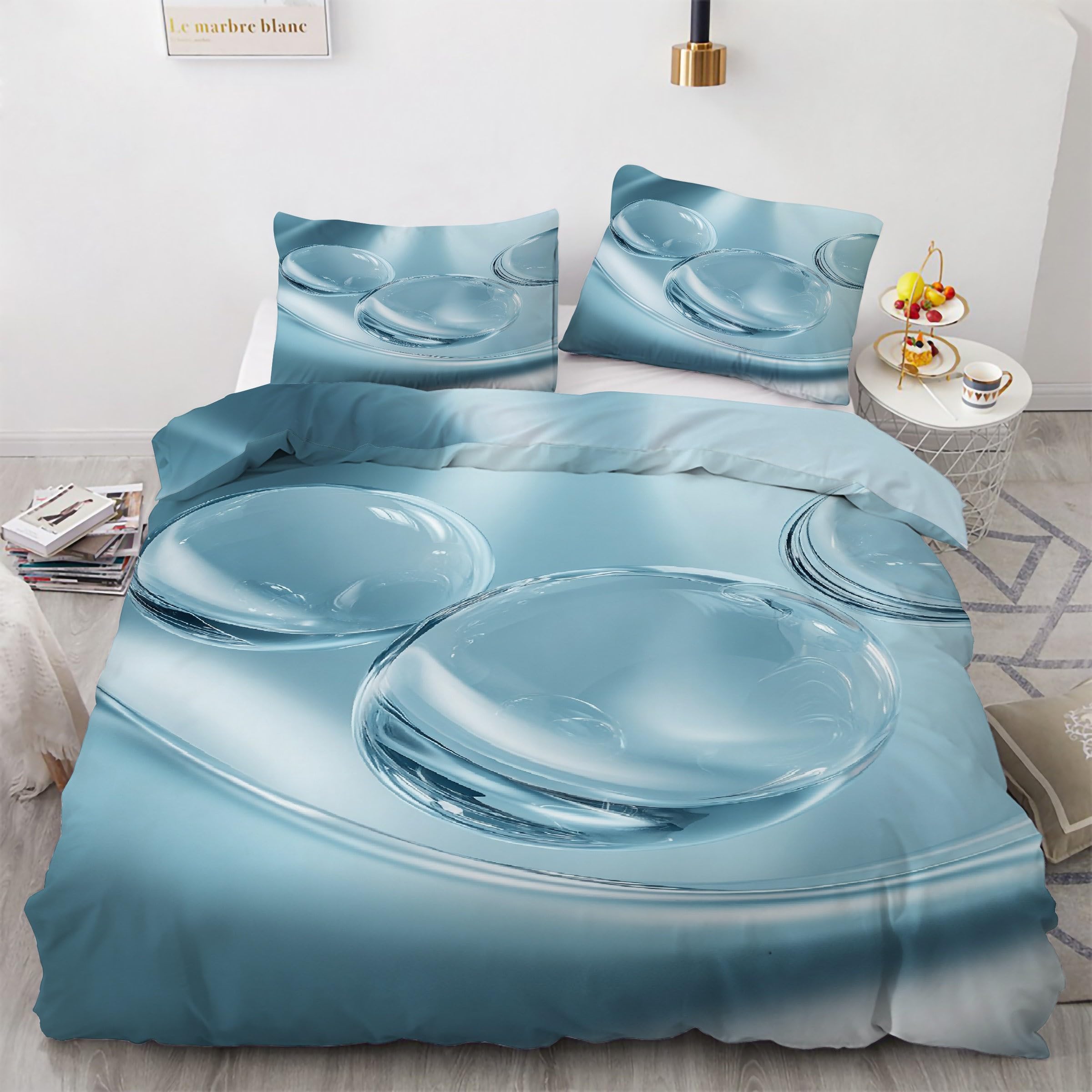 Housse de couette 240x260 parure de lit bulles microclimat avec taies 65x65
