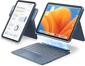 HOU Rotating Keyboard for iPad Air 11 inch M4/M3/M2, Detachable Magnetic Keyboard Cover with Keyboard for iPad Pro 11 inch 4th/3rd/2nd/1st Gen and Air 5th/4th Gen, with Touchpad, Backlight, Blue