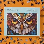 Stained Glass Owl Jigsaw Puzzle for Adults – 1000 Piece Puzzle with Bonus Poster Included, Unique Design & Vibrant Colors