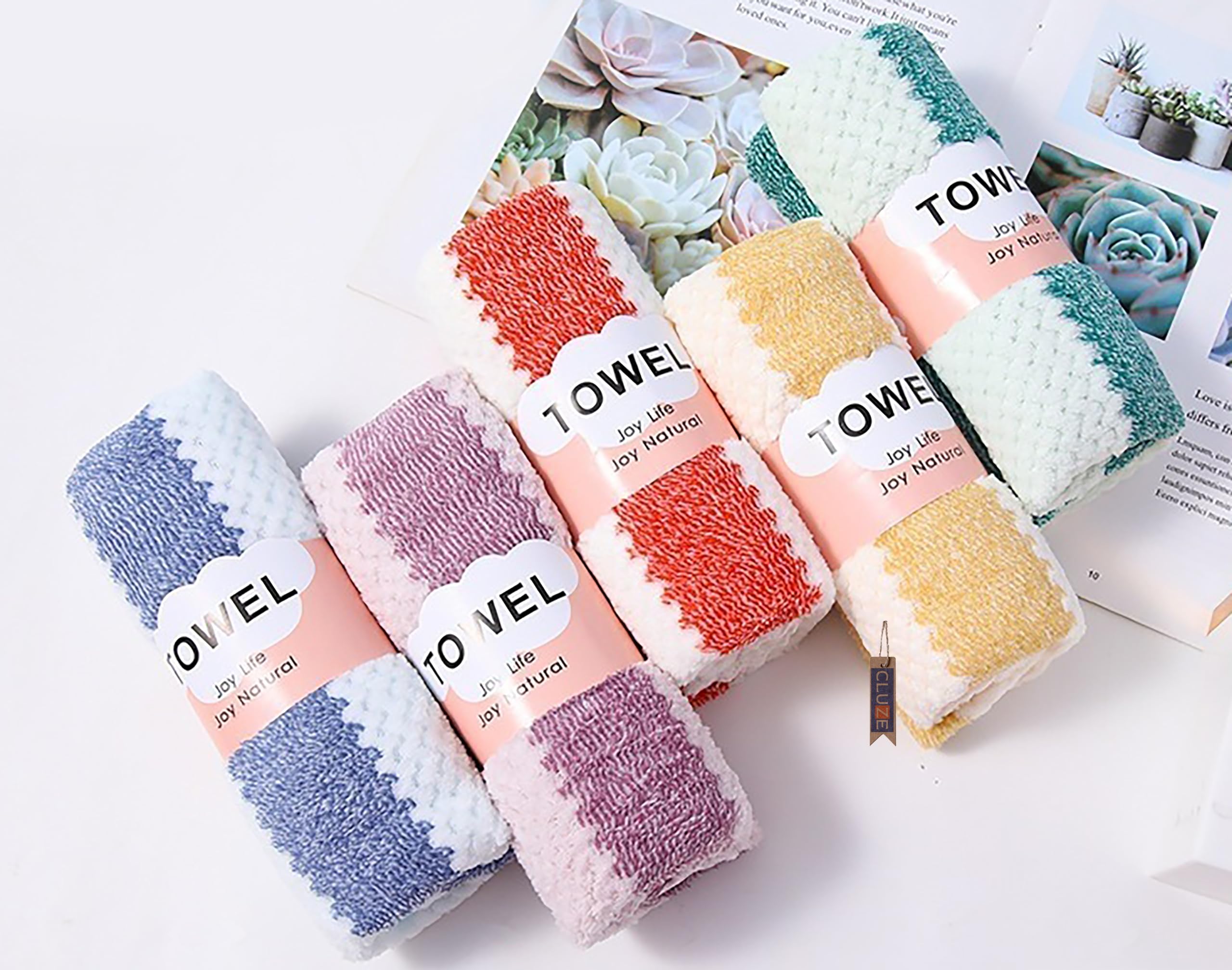 CLUZE Microfiber Face Towel Set, Super Soft Quick Drying Workout Sweat Towels, Hanging and Absorbent Hand Towel for Gym, Bathroom, Travel 35x75 cm (Pack of 5)