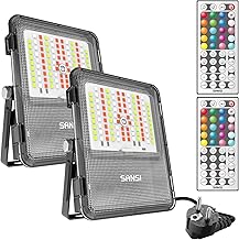 SANSI RGB LED Strahler Außen 20W, LED Fluter mit Fernbedienung IP65 Wasserdicht, RGB Flutlicht Dimmbar Farbwechsel mit Timer, 20 Farben 6 Modi für Garten Landschaft Party Fest, 2 Stück