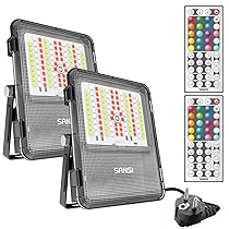 SANSI Faretto LED RGB da Esterno 20W con Telecomando, Proiettore RGB Dimmerabile 20 Colori 6 Modalità con Funzione di Memoria, IP65 Impermeabile per di Cortili Paesaggi Giardino Festa, 2Pack