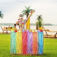 Vista 7 de Skylety 2 Sets 60 cm Luau Hula Grass Skirt with Pineapple Sunglasses Flower Accessories for Dance