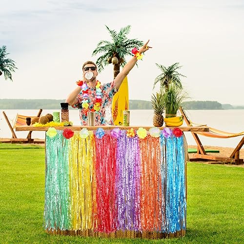 Miniatura 7 de Skylety 2 Sets 60 cm Luau Hula Grass Skirt with Pineapple Sunglasses Flower Accessories for Dance
