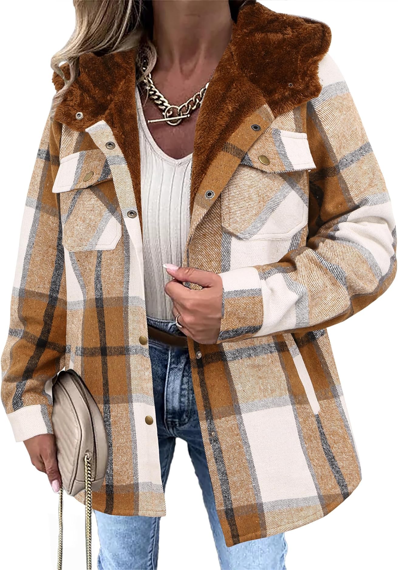 Zeagoo Plaid Sherpa Shacket