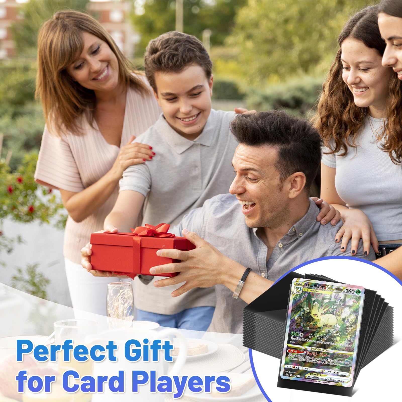 100 bustine protettive per carte, antiscivolo e anti-impronte per Pokémon, fronte trasparente e retro nero satinato, adatte per MTG, TCG, Magic, carte sportive e carte da baseball (66x91 mm)