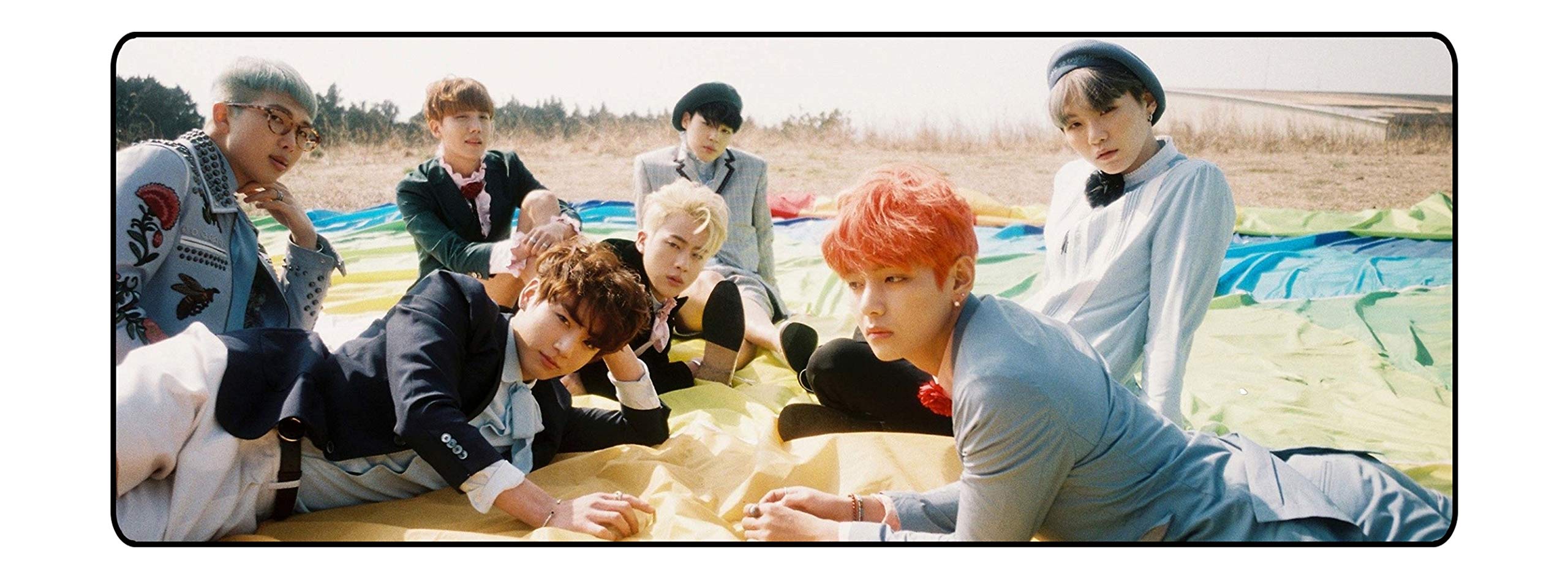 for BTS Bangtan Boys Large Extended Gaming Mouse Pad Mat, Stitched Edges, Ultra Thick 3 mm, Wide & Long Mousepad 31.5" x 11.8" x 0.12" (1)