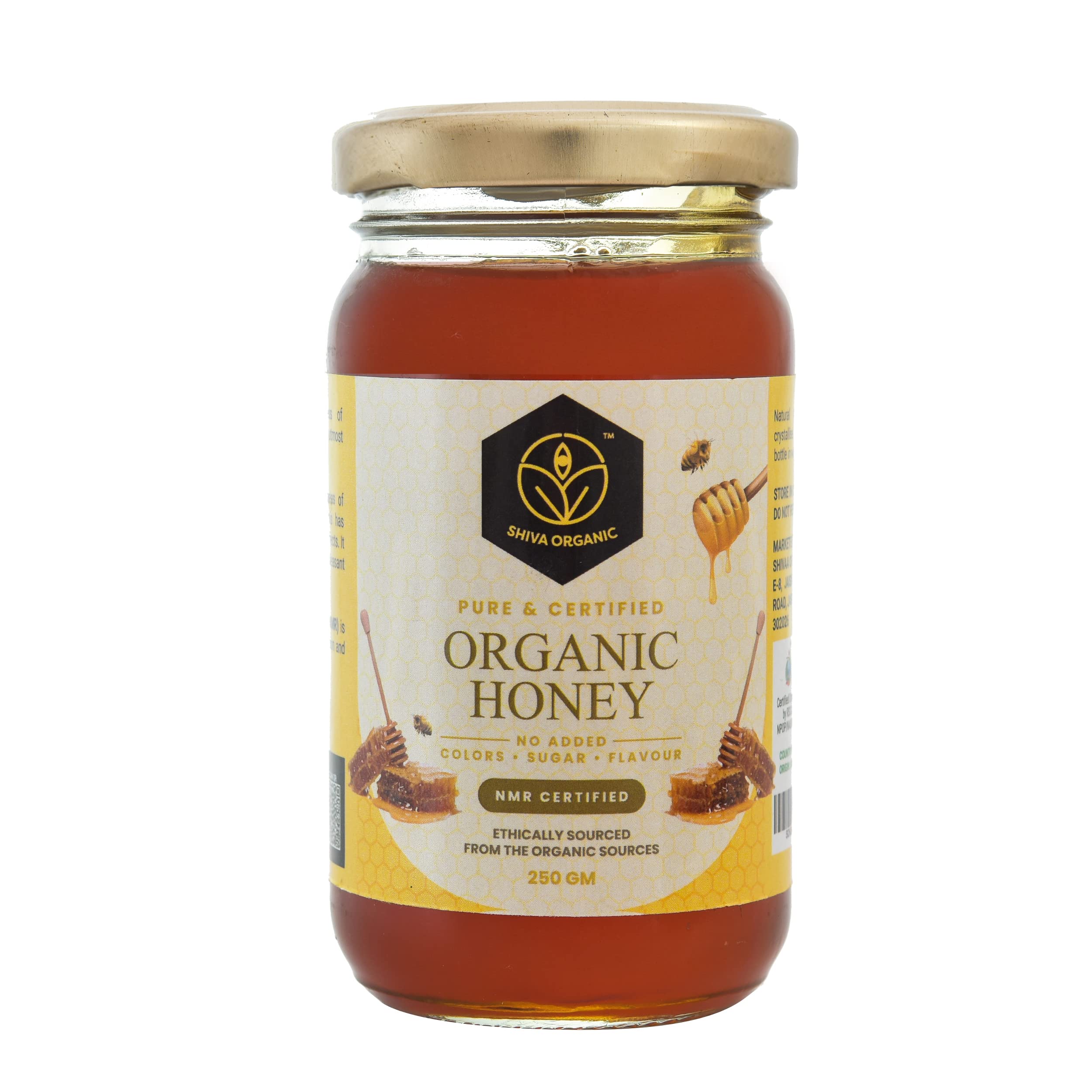 Shiva Organic's NPOP Organic Certified Honey - NMR Tested, Natural Honey, No Added Sugar, Flavorful - 8.81 Ounces (250g)