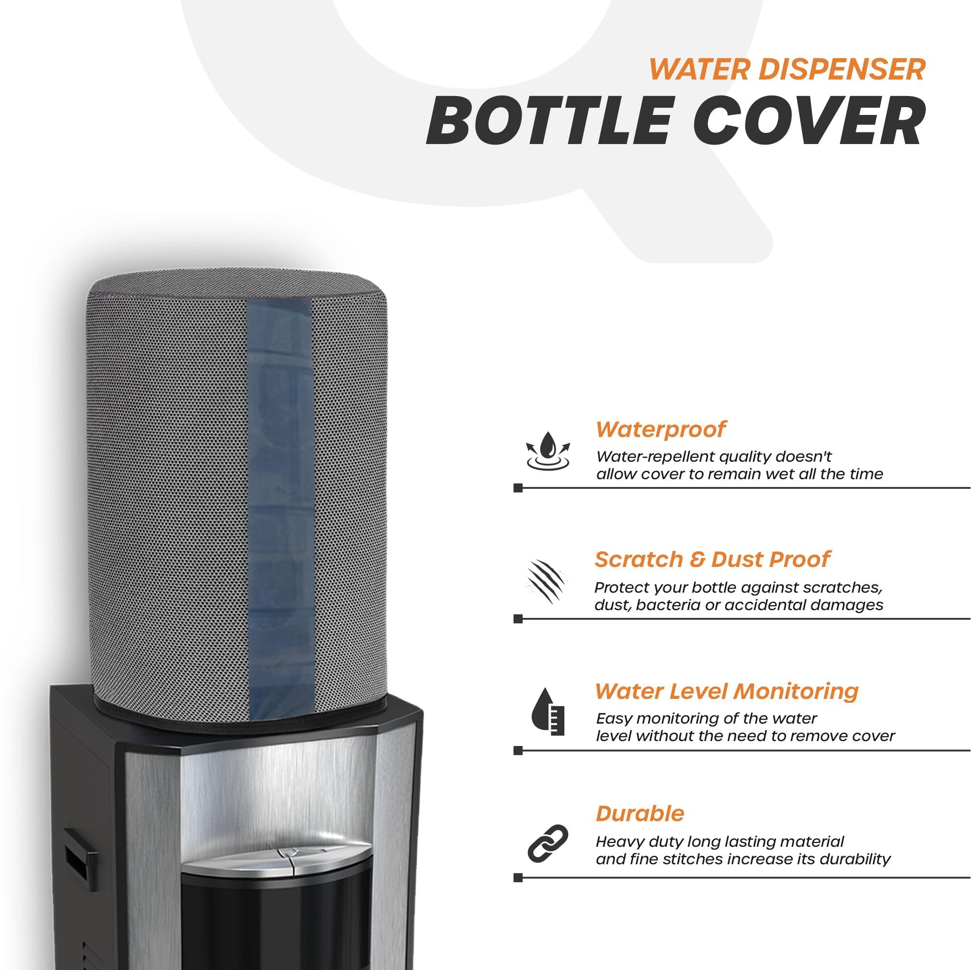 Cranique Fabric 20 Ltr / Litre Water Dispenser Bottle Jar Cover With Transparent Strap (Grey)