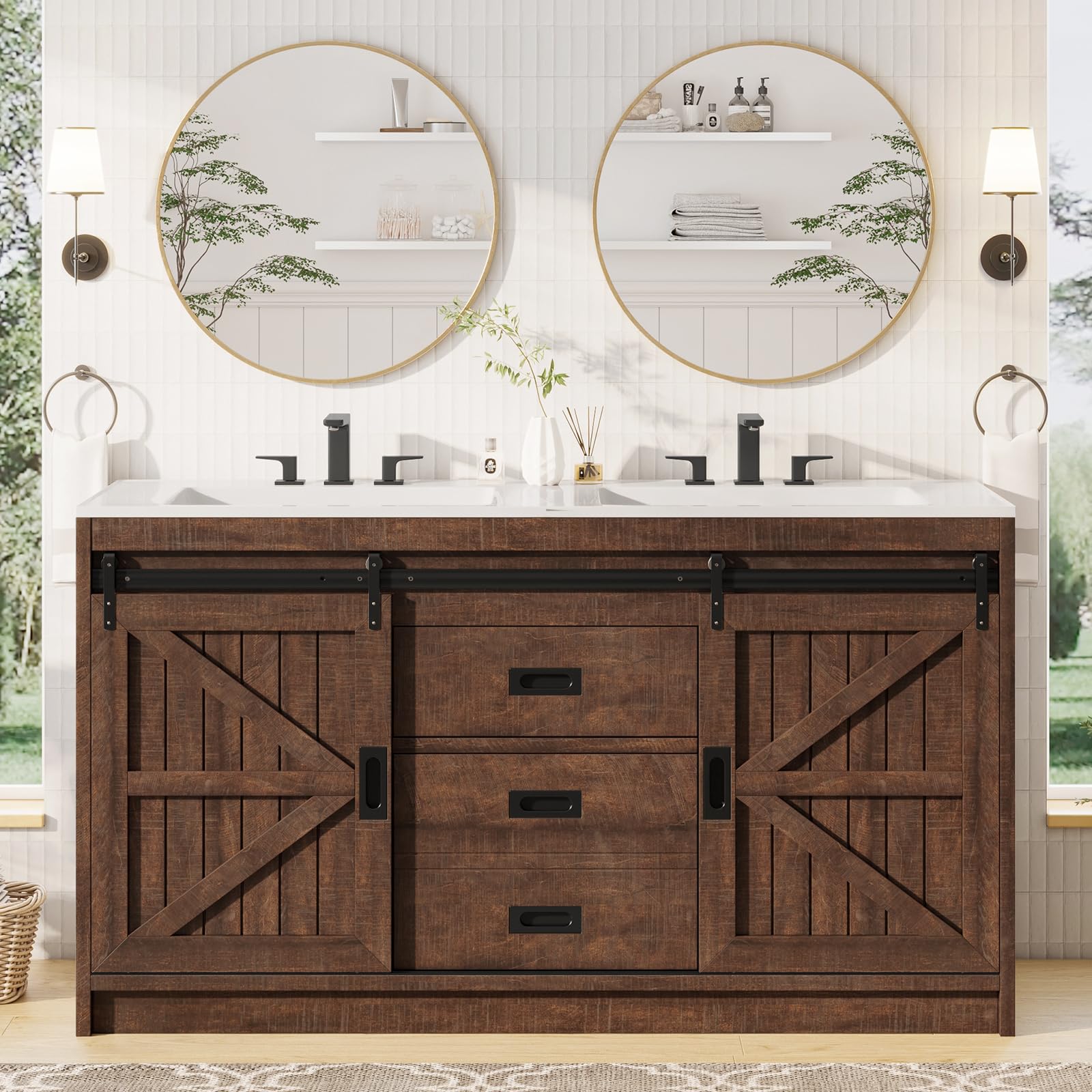 61 Farmhouse Double Vanity with Barn