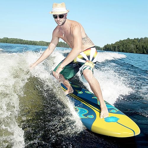 Miniatura 8 de GYMAX Tabla de surf, tabla de cuerpo de 6 pies con aletas extraíbles y correa protectora, tabla de surf antideslizante para surf, pesca, agua y yoga