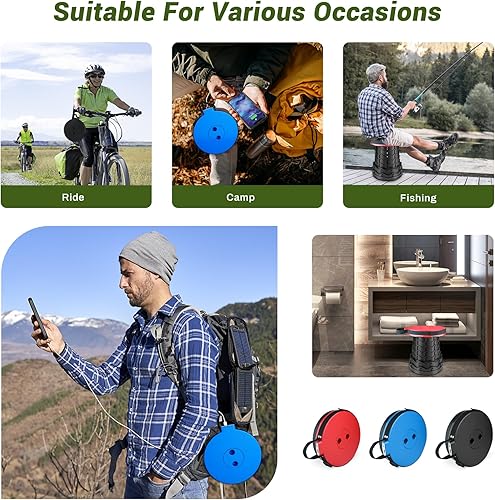 Miniatura 6 de Taburete de carga portátil plegable con banco de energía, plegable telescópico para camping, taburetes retráctiles, asiento ligero y resistente para