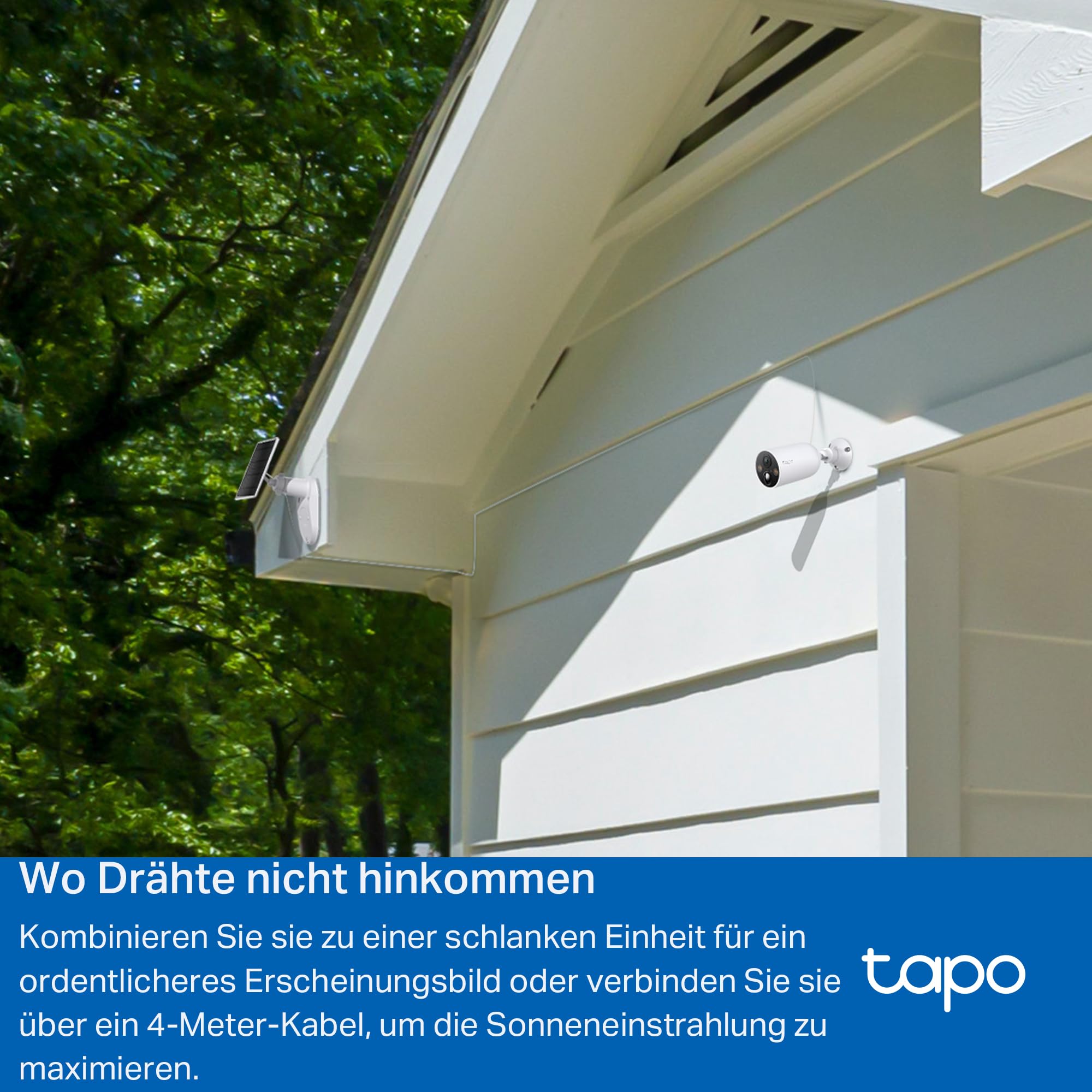 Tapo C425 KIT Solar Überwachungskamera Aussen Akku, 2K Auflösung, Farbnachtsicht, MicroSD-Speicher, 10000-mAh-Akku, 150° Super-Weitwinkel Sichtfeld, Zwei-Wege-Audio, Alexa&Google Assistant kompatible