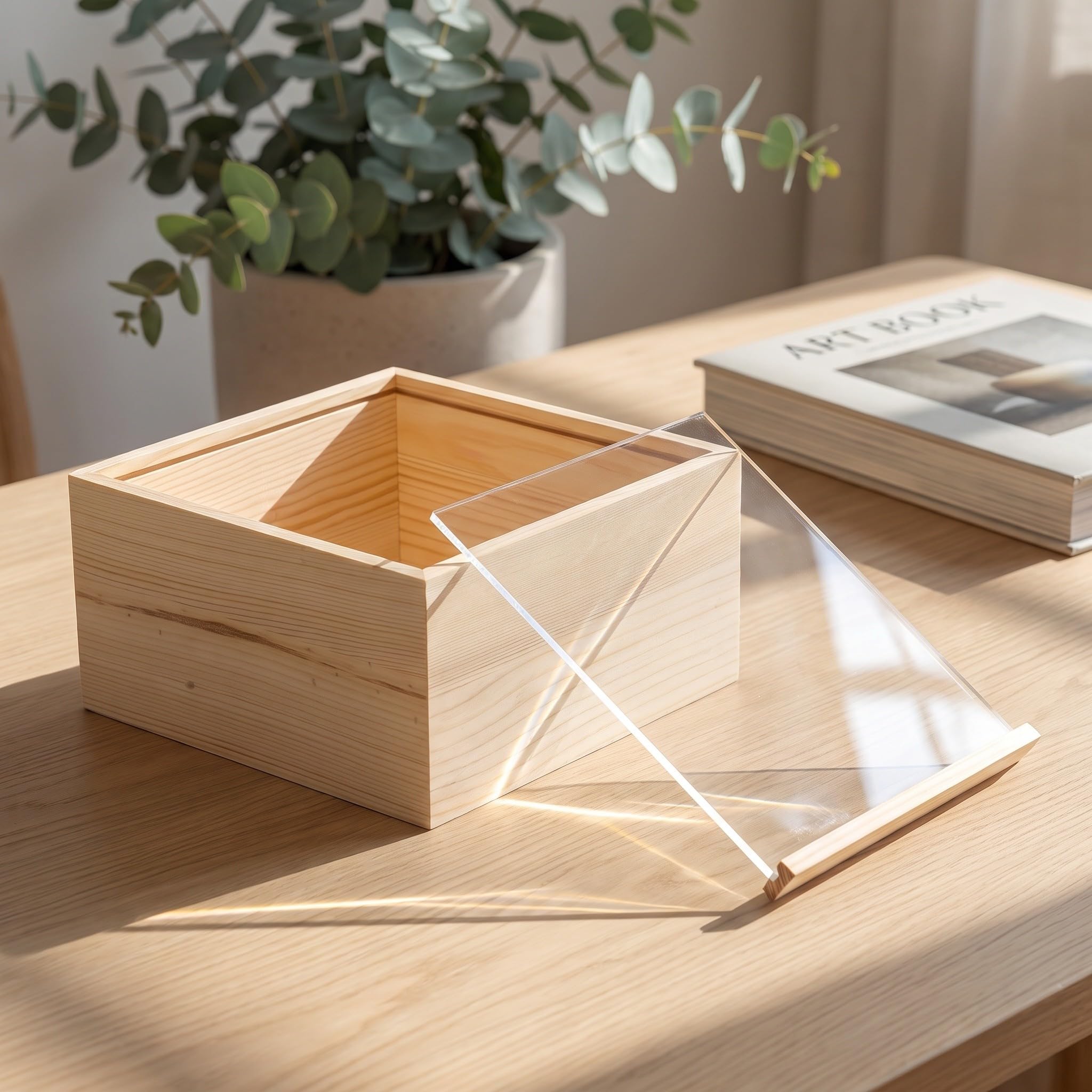 Generisch 3-teiliges Set unbehandelter Aufbewahrungsboxen aus Holz mit