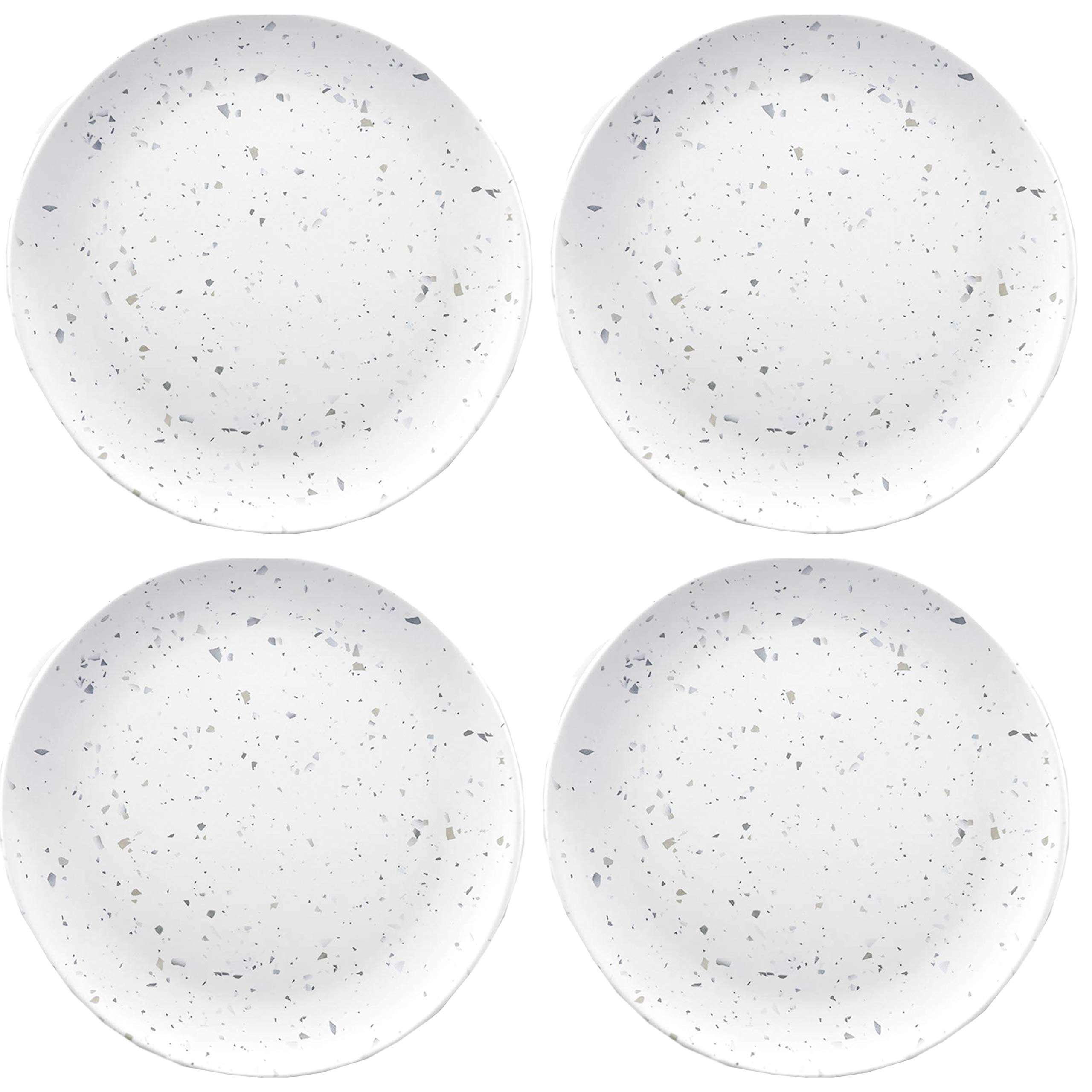 Auntie Morags Epicurean White Terrazzo 21.5cm Melamine/Plastic Outdoor/BBQ/Picnic Side Plates - Set (4)