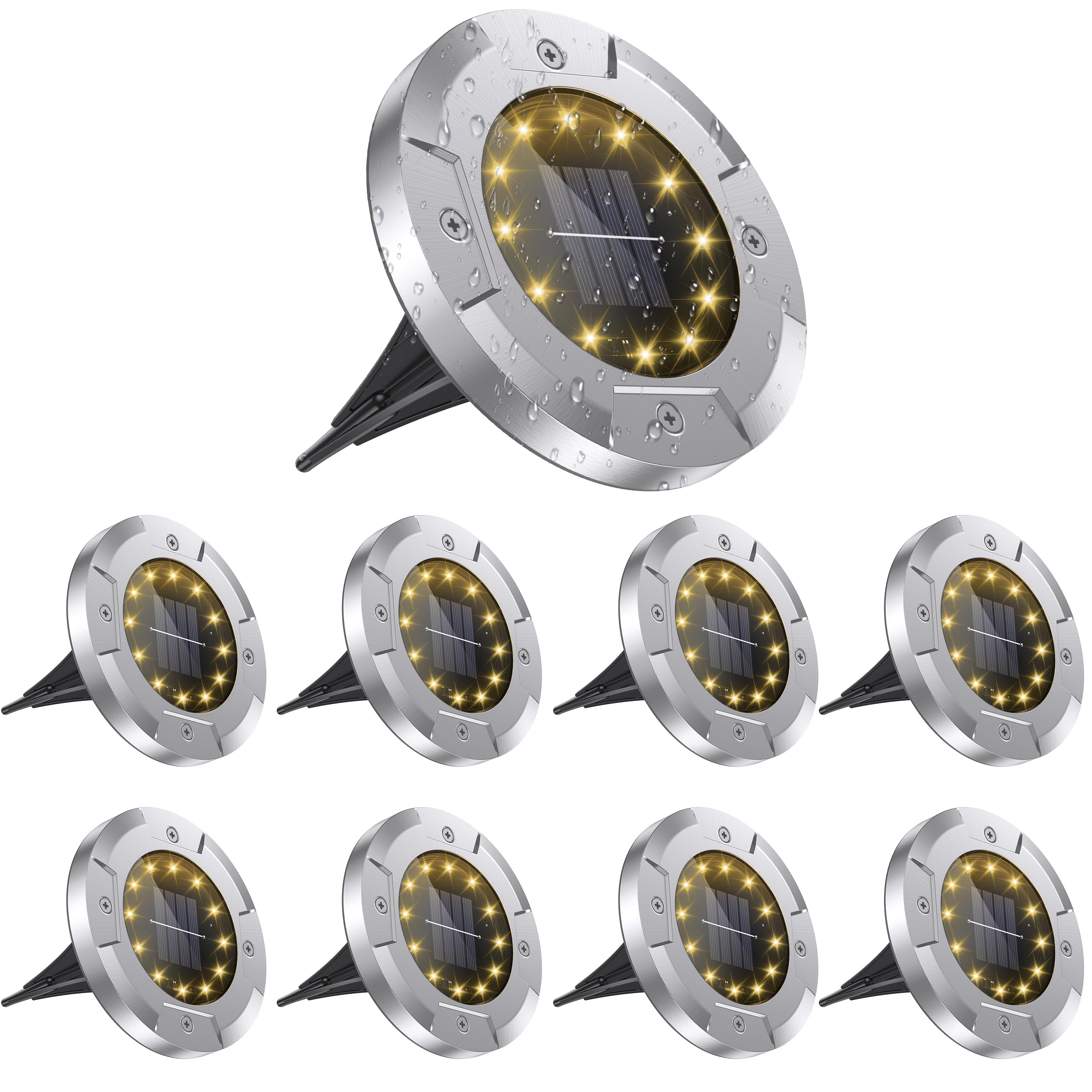 AGOTD Lámpara solar de suelo exterior para jardín, 12 ledes, luces solares para exteriores, luces LED solares de jardín, resistentes al agua, para jardín, césped, pasarela, patio, camino de entrada