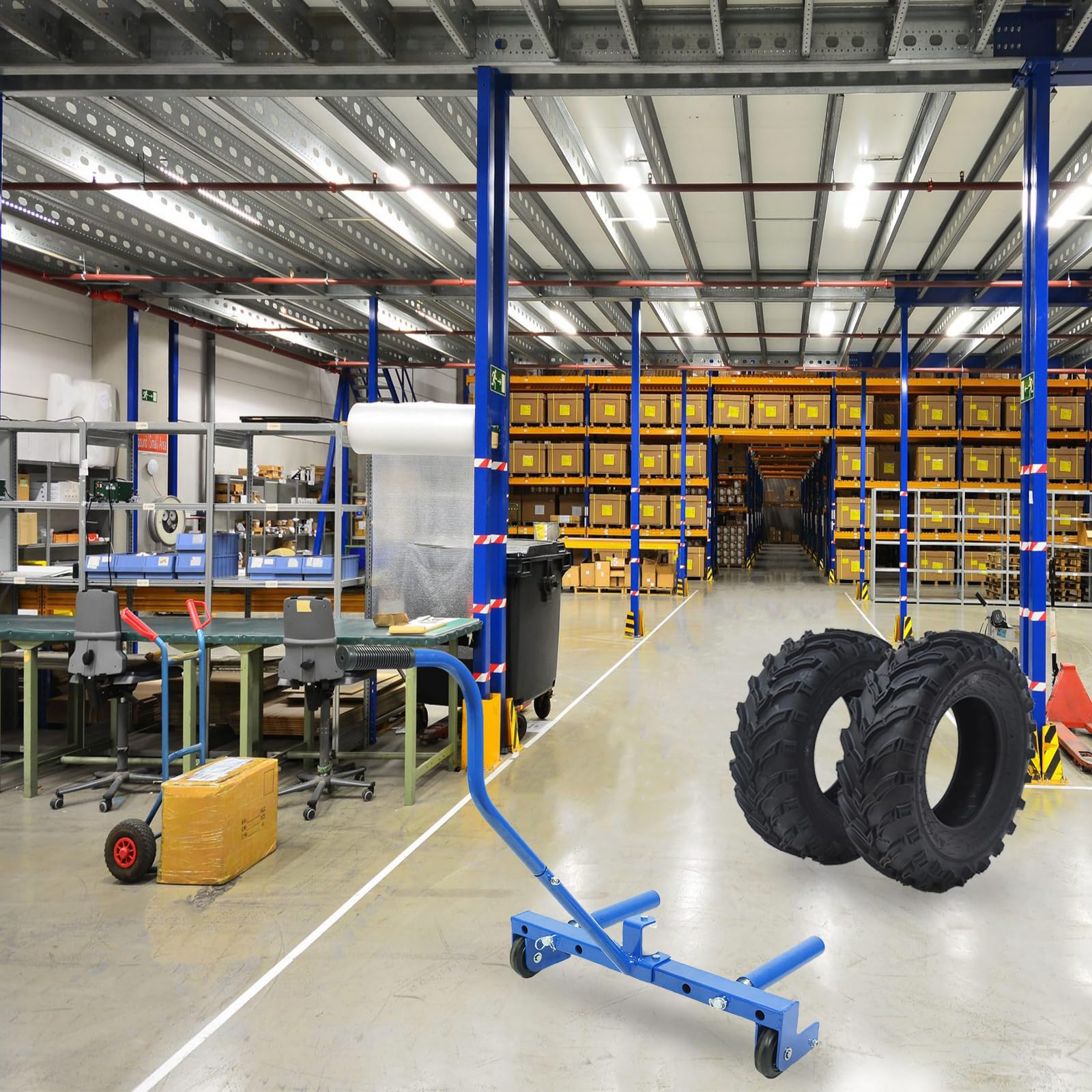 Adjustable Tire Moving Cart Tool | 500 lbs Heavy Duty Rolling Wheel Dolly | Tire Lift Perfect for Workshop and Garage