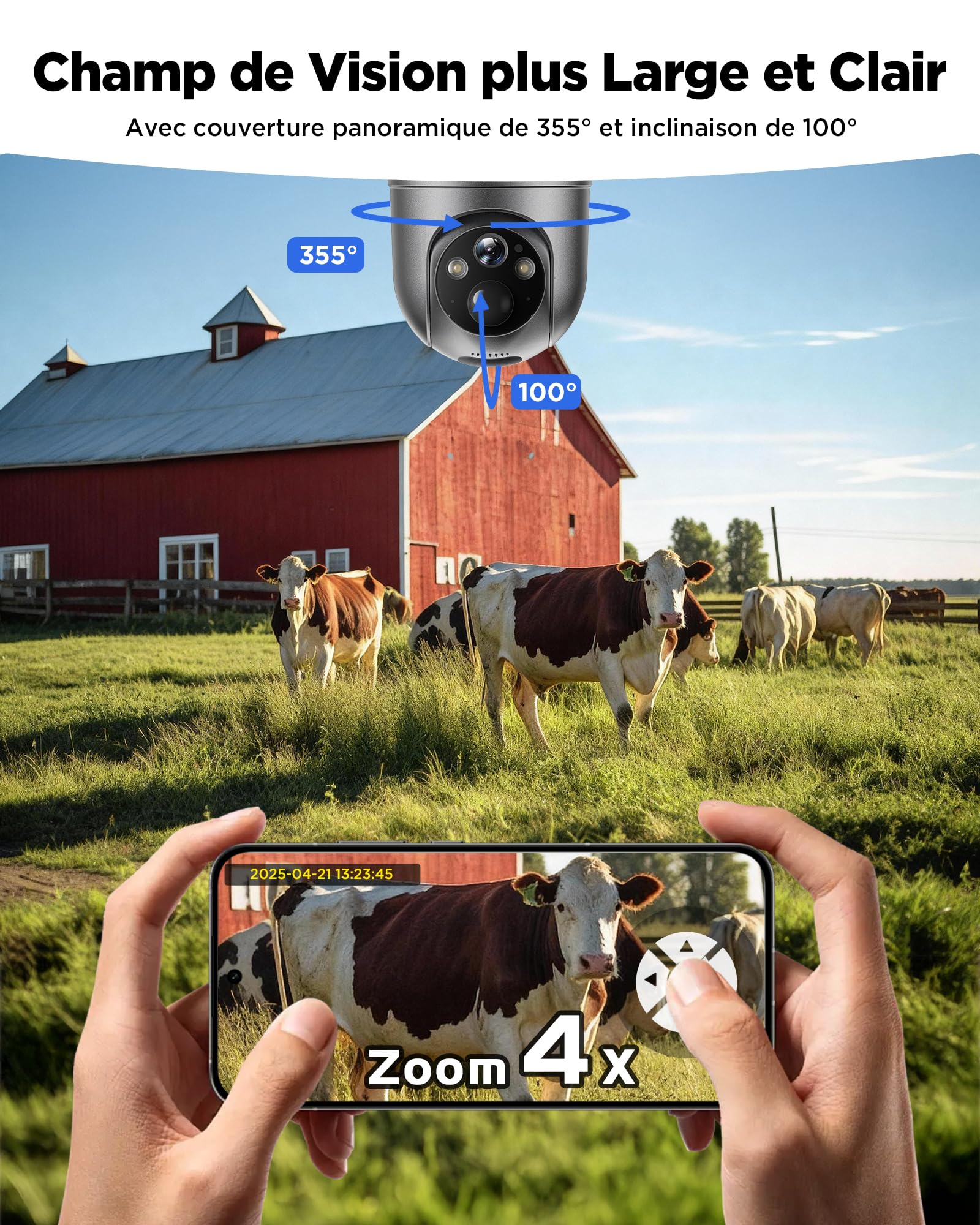 4G LTE Camera Surveillance Solaire Exterieure sans Fil