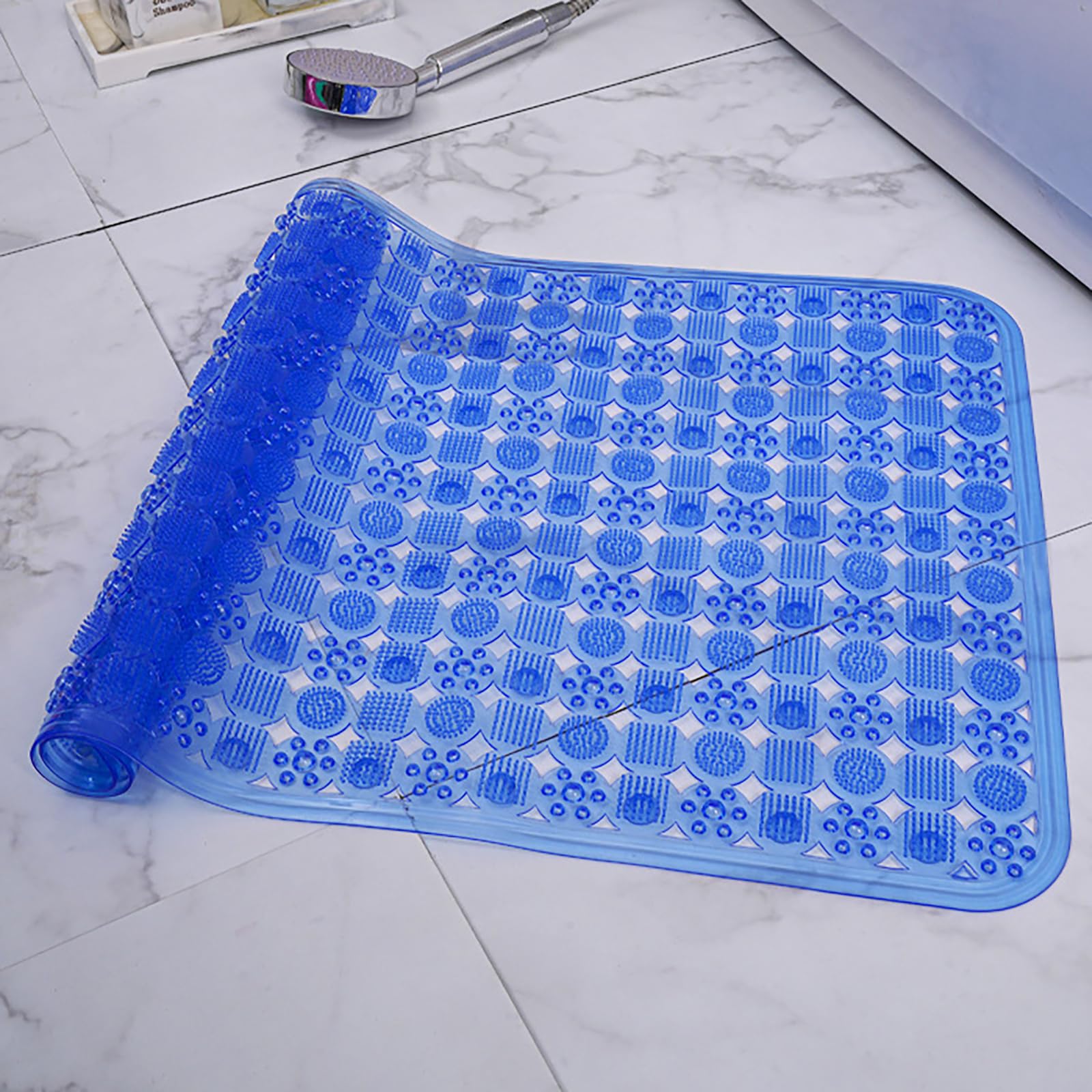 Transparent Badewannenmatte Kinder mit Saugnäpfen, Lange Antirutschmatte Badewanne, Waschbar Kinder-Badematte, Extra Komfortabel Badewannenmatte rutschfest Duschmatte,Weiß,58x88cm/23x35in