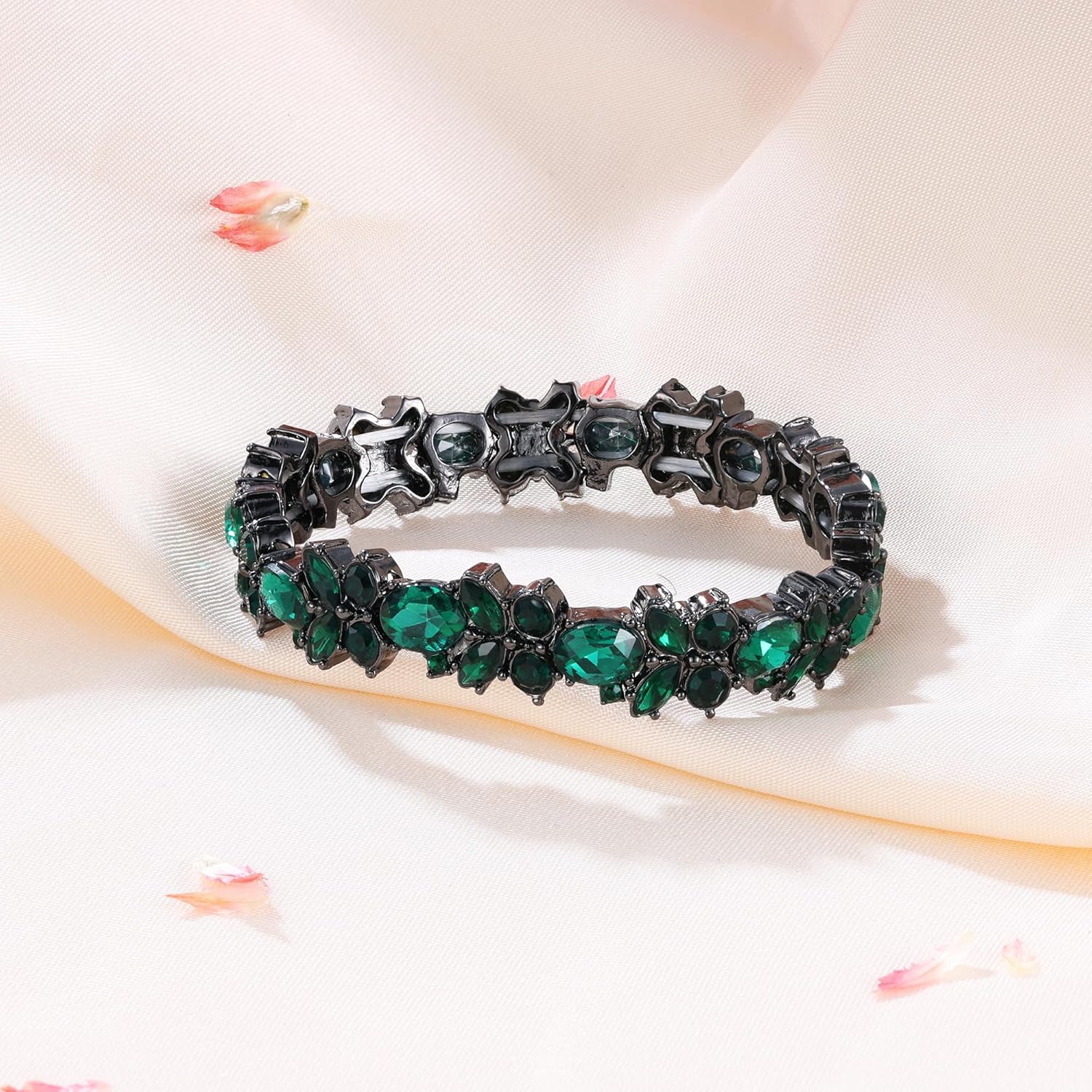 BriLove Wedding Bridal Bracelet Marquise-Shape Stretch Bangle for Women - Image 4