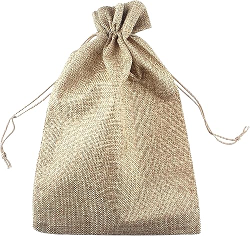 Miniatura 3 de QIANHAILIZZ Paquete de 10 bolsas de lino con cordón de 8 x 12 pulgadas, bolsa de regalo de arpillera para joyas, bolsa de caramelo, bolsas de lino