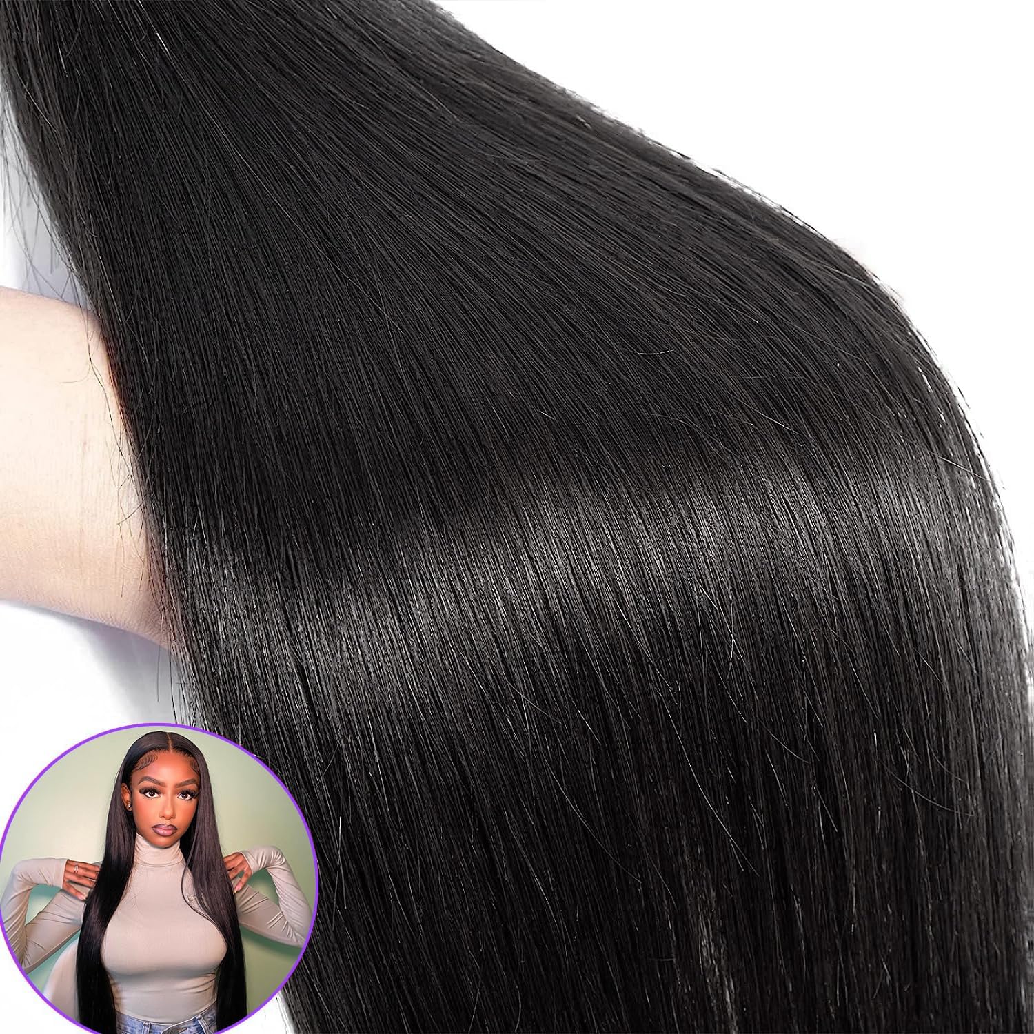26 Inch Straight Human Hair Extensions, Brazilian Virgin Hair, 12A Grade 12A Grade Brazilian Virgin Straight Human Hair Bundles - 10  main image 3
