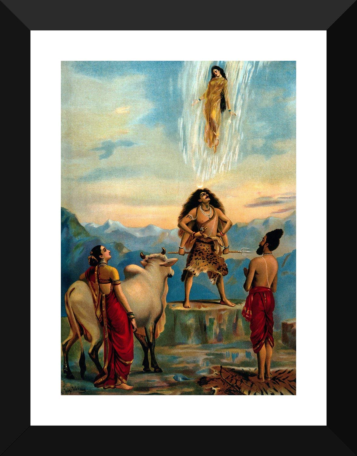 Tallenge - Gangawataran - Descent of Ganga - Raja Ravi Varma Oleograph Print- Indian Painting�- Large Digital Print - Framed (22 x 30 inches) (B07MVDCV58) Amazon Price History, Amazon Price Tracker