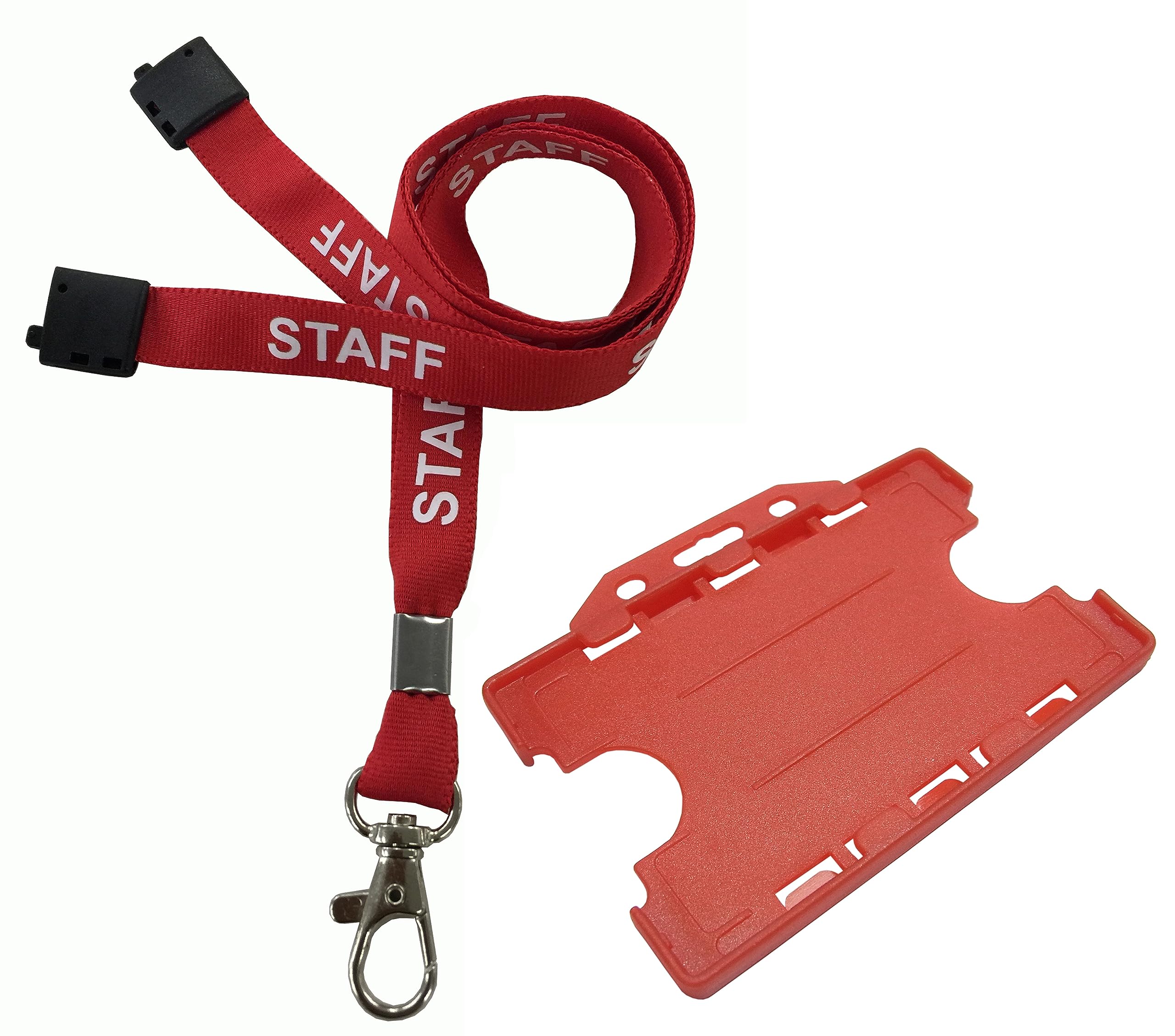 Customcard ltdStaff Printed Lanyard Metal Trigger Clip with DS Holder - Red, Staffydouble1