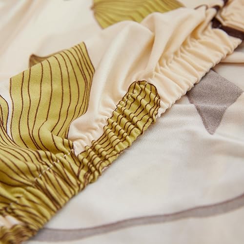 Miniatura 6 de Mybedsoul Funda de sofá biplaza con estampado floral para sofá de 2 cojines, funda elástica y lavable con estampado de flores beige, protector de